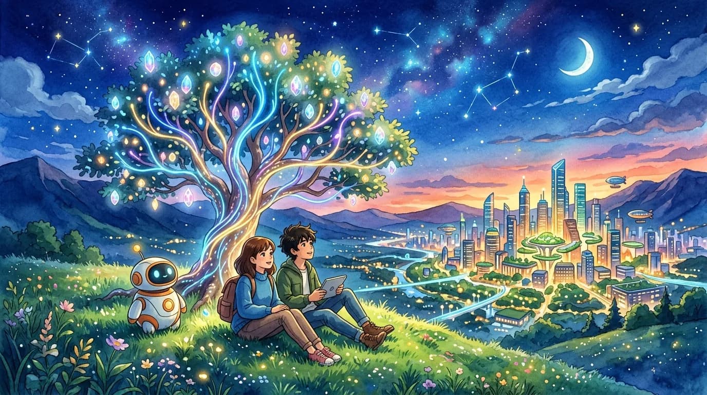 Studio Ghibli anime art representing QuantroMind vision for global AI and future software ecosystem